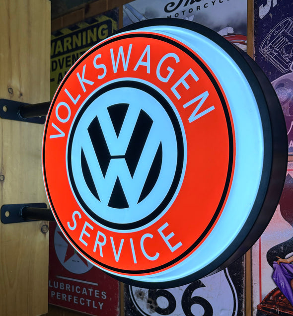 Volkswagen Service 20" Two Sided LED Fixed Flange Sign Design #7187