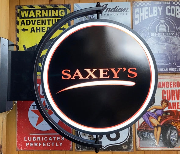 Saxey’s Custom Designed 24” Rotating LED Lighted Sign