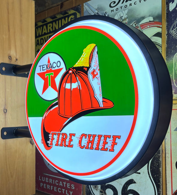 Texaco Fire Chief 20” Two Sided LED Fixed Flange Sign Design #F7176