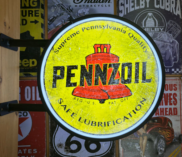 Pennzoil Two Sided LED Fixed Flange sign  Design #F7106