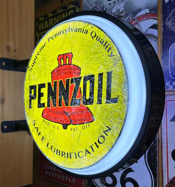 Pennzoil Two Sided LED Fixed Flange sign  Design #F7106