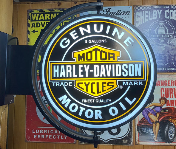 Harley Davidson Motor Oil 24" Rotating LED Lighted Sign Design #S7070