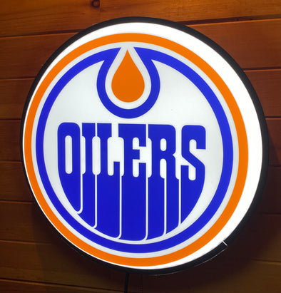 Edmonton Oilers 18" Backlit LED Button Sign Design #W6002