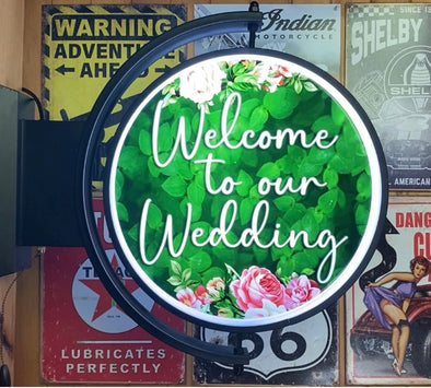 Welcome To Our Wedding Custom Designed 24” Rotating LED Lighted Sign