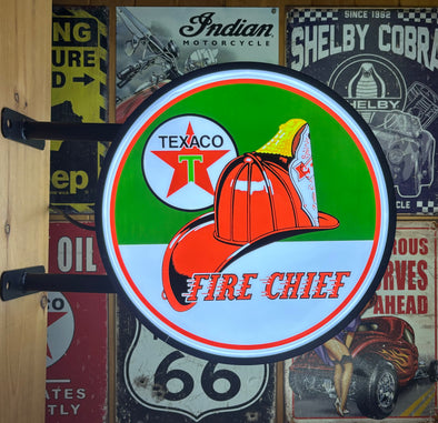 Texaco Fire Chief 20” Two Sided LED Fixed Flange Sign Design #F7176