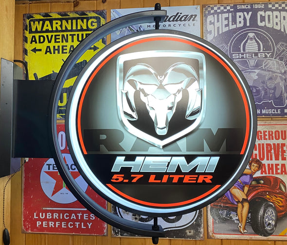 Dodge Ram Hemi 24” Rotating LED Lighted Sign Design #