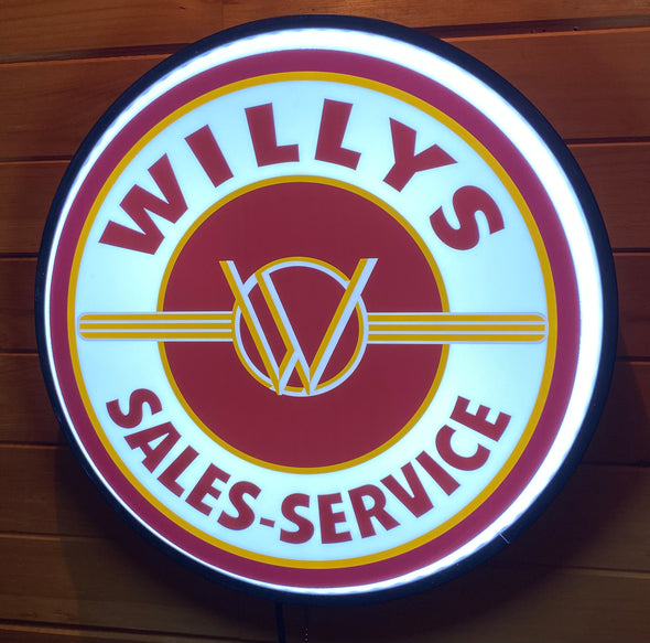 Jeep Willy’s 18” Backlit LED Button Sign Design #W7186