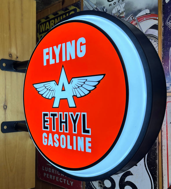 Flying A Gasoline 20” Two Sided LED Fixed Flange Sign Design #F7145