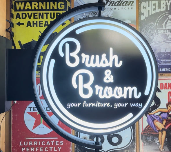 Brush & Broom Custom Designed 24" Rotating LED Lighted Sign