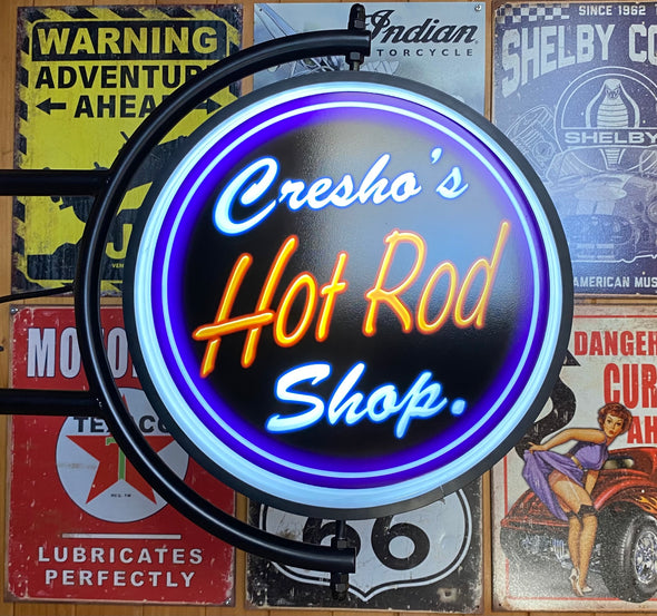 Cresho’s Hot Rod Shop Custom Designed 24" Pivoting Sign