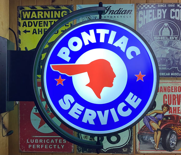 Pontiac Service 24” Rotating LED Lighted Sign Design #S5053