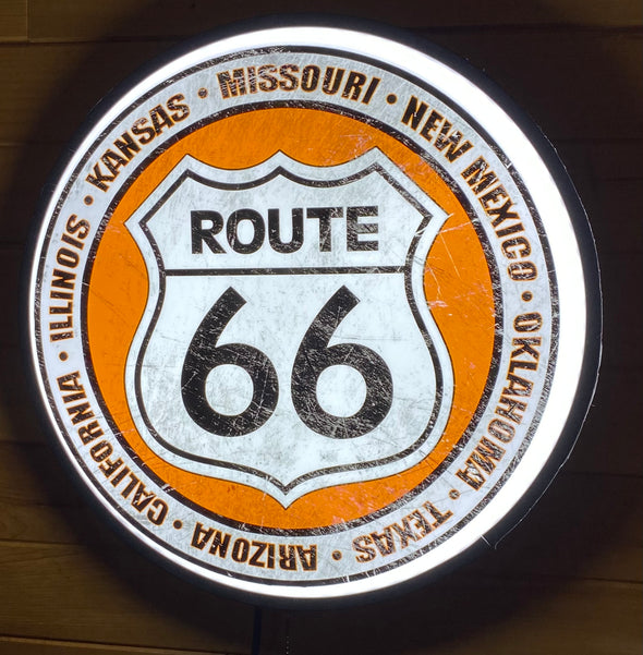 Route 66 30" Backlit LED Button Sign Design #BB5012