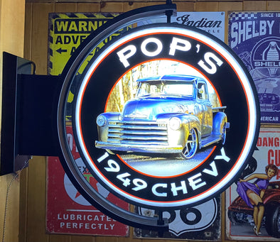 Pop’s 49’ Chevy Custom Designed 24” Pivoting Sign