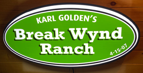 Break Wynd Ranch Custom Designed 32” Backlit Oval