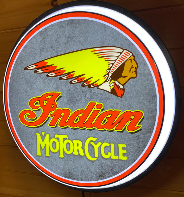 Indian Motorcycle 18" Backlit LED Button Sign Design#W7060