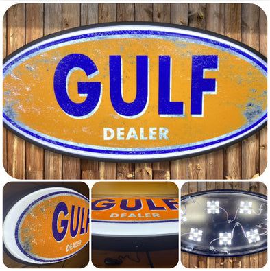 Gulf 32" Backlit LED Oval Sign Design #V7107