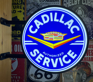 Cadillac Service 20" Two Sided LED Fixed Flange Sign Design #F7144