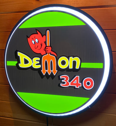 Duster Demon 18" Backlit LED Button Sign Design #W7098