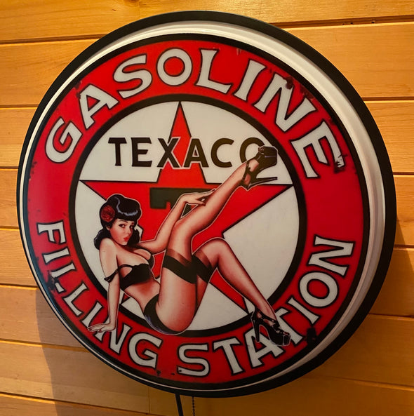 Texaco Pin Up 18" Backlit LED Button Sign Design #W6001