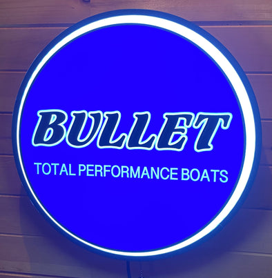 Bullet Boats Custom Designed 18" Backlit LED Button Sign
