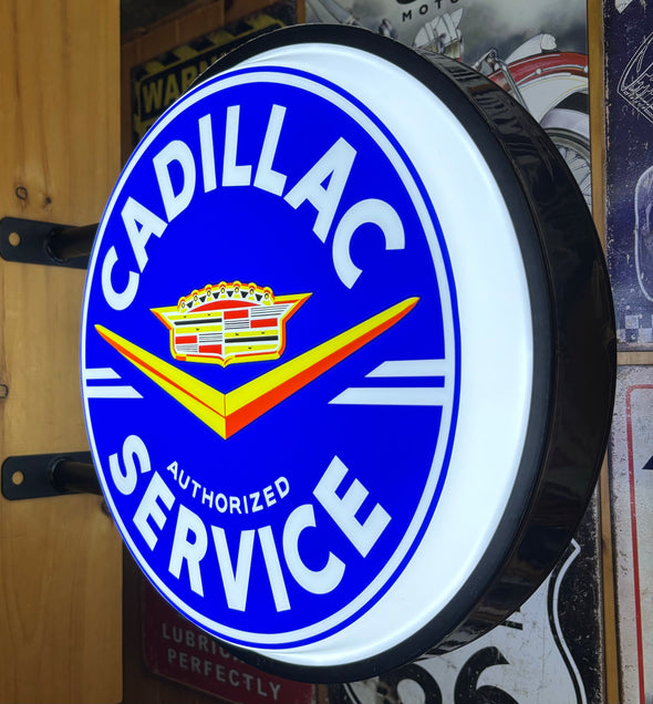 Cadillac Service 20" Two Sided LED Fixed Flange Sign Design #F7144