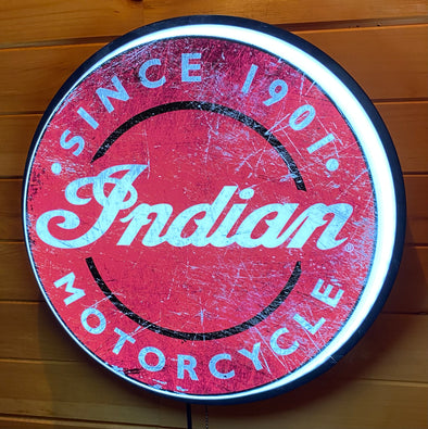 Indian Motorcycle 18" Backlit LED Button Sign Design#W6023
