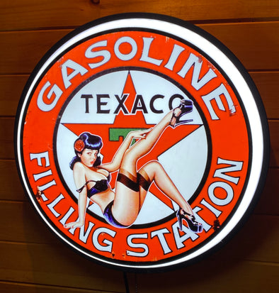 Texaco Pin Up 18" Backlit LED Button Sign Design #W6001