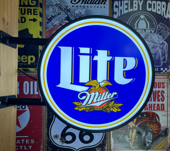 Miller Lite 20” Two Sided LED Lighted Fixed Flange Sign Design #F7089