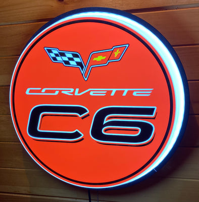 Corvette C6 18" Backlit LED Button Sign Design #W7191