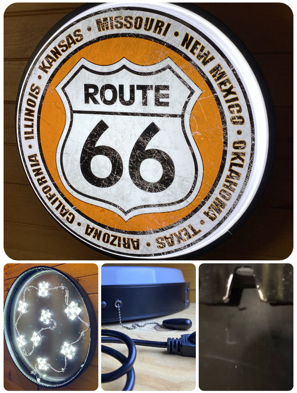 Route 66 30" Backlit LED Button Sign Design #BB5012