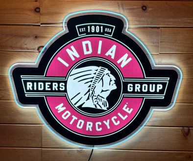 Indian Motorcycle Die Cut Backlit Acrylic LED Sign Design #SP1012