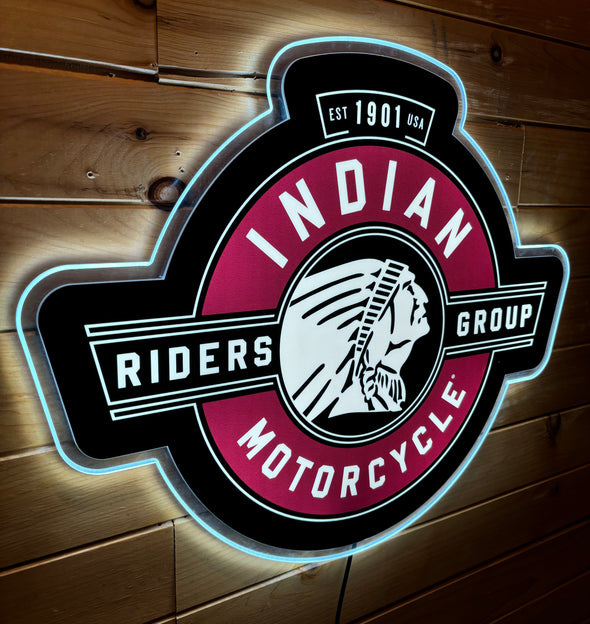 Indian Motorcycle Die Cut Backlit Acrylic LED Sign Design #SP1012