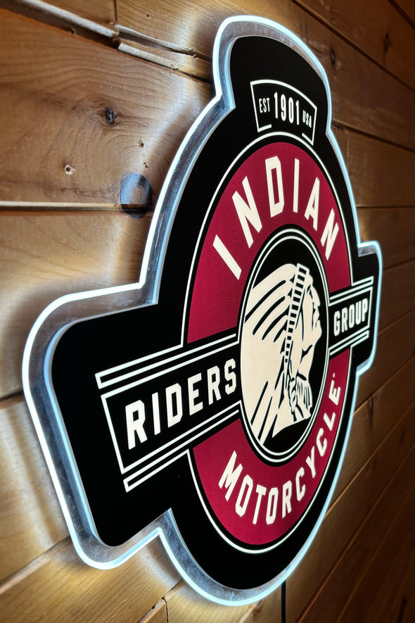 Indian Motorcycle Die Cut Backlit Acrylic LED Sign Design #SP1012