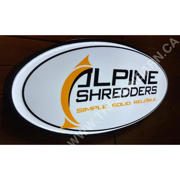 Alpine Shredders Custom Designed 32’’ Backlit Led Oval Sign Pivoting With Switch