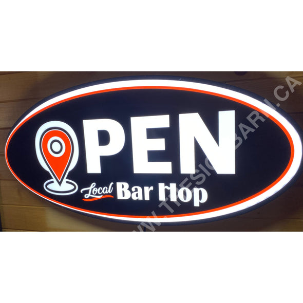 Bar Hop Custom Designed 32’’ Backlit Led Oval Sign