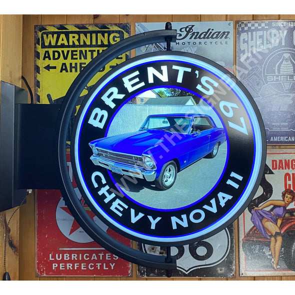 Brent’s 1967 Chevy Nova Custom Designed 24” Rotating Led Lighted Sign With Toggle Switch