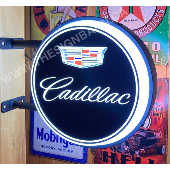 Cadillac 20’’ Two Sided Led Fixed Flange Sign Design #F5088 Led Sign