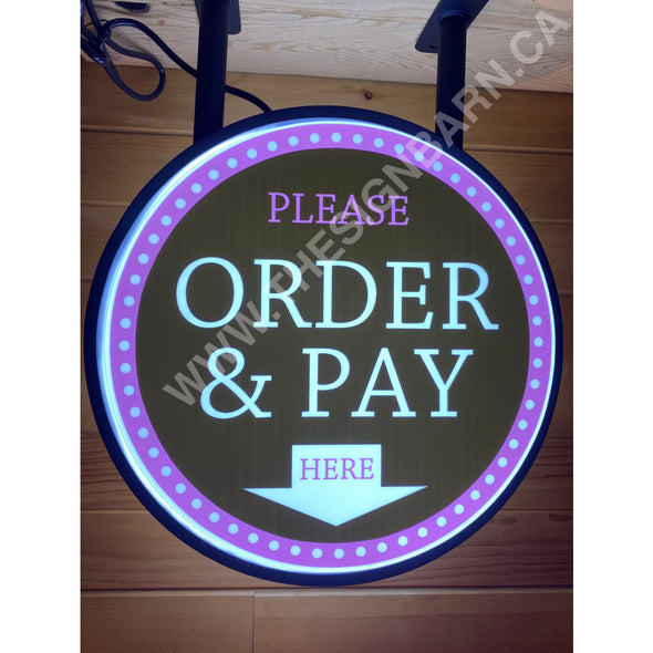 Cafe 57 Custom Designed “Order&Pay Here” 20” Two Sided Fixed Flange Sign Led Sign