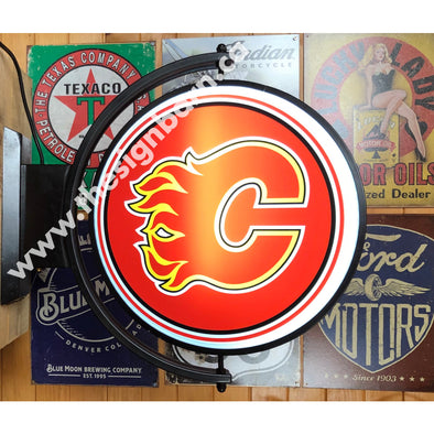 Calgary Flames 24’’ Rotating Led Lighted Sign Design #S5129 Pivoting With Switch