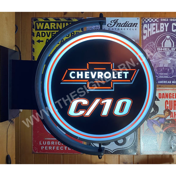 Chevrolet C/10 24’’ Rotating Led Lighted Sign Design #7114 Pivoting With Switch