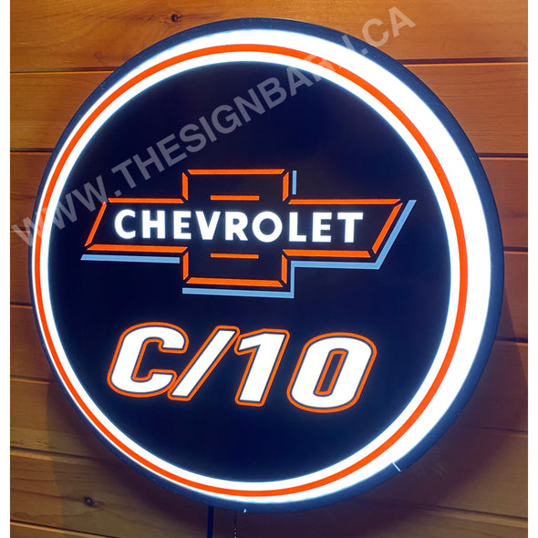 Chevrolet C/10 30’’ Backlit Led Button Sign Design #Bb7114 Led