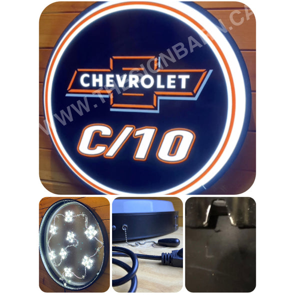 Chevrolet C/10 30’’ Backlit Led Button Sign Design #Bb7114 Led