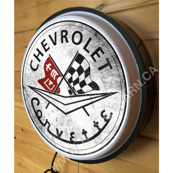 Chevrolet Corvette 18’’ Backlit Led Button Sign Design #W5001 18” Led Buttons