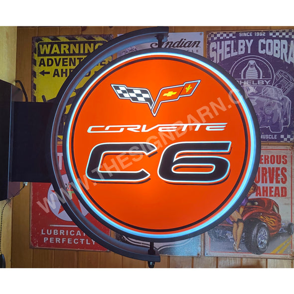 Chevrolet Corvette C6 24’’ Rotating Led Lighted Sign Design #S7191 Pivoting With Switch