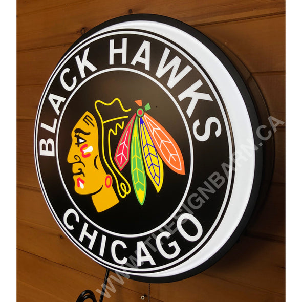 Chicago Blackhawks 18’’ Backlit Led Button Sign Design#W6019 18” Led Buttons