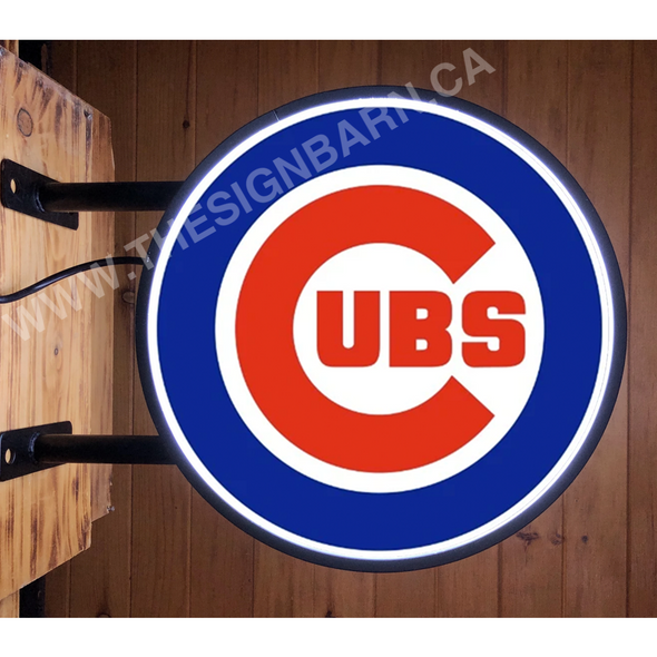 Chicago Cubs 20” Led Fixed Flange Sign Design #F5073 18” Backlit Led Buttons