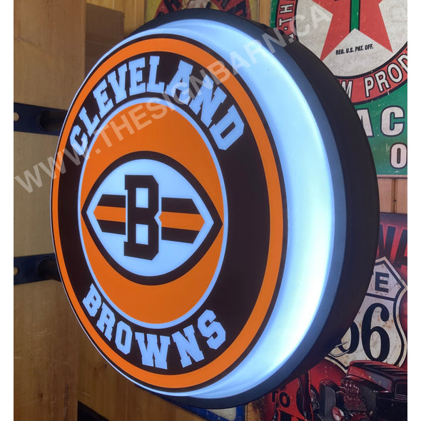 Cleveland Browns 20’’ Two Sided Led Fixed Flange Sign Design #F7082 Led Sign