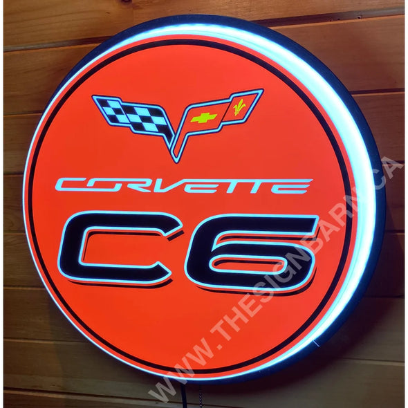 Corvette C6 18’’ Backlit Led Button Sign Design #W7191 18” Led Buttons