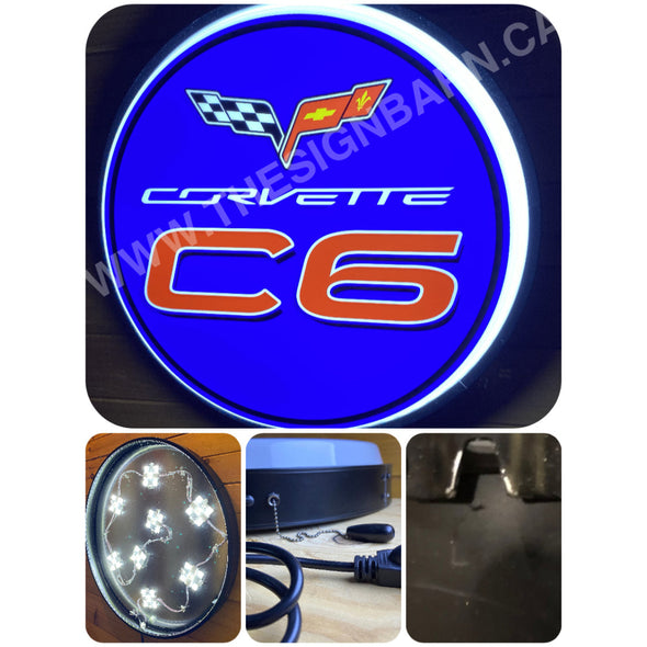 Corvette C6 30’’ Backlit Led Button Sign Design #Bb7195 Led