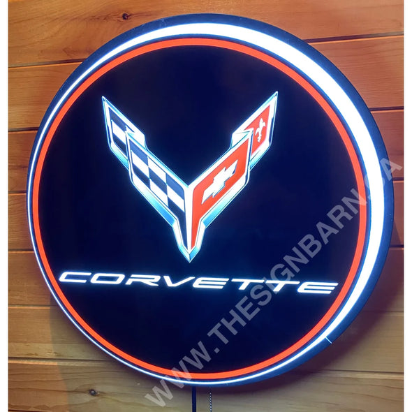 Corvette C7 18” Backlit Led Button Sign Design #W7189 Led Buttons